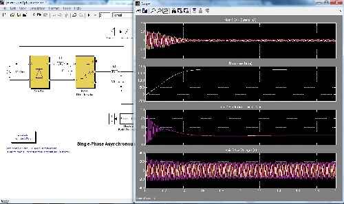 شبیه سازی  ماشین آسنکرون تک فاز - کنترل ولتاژ سیم پیچ کمکی 