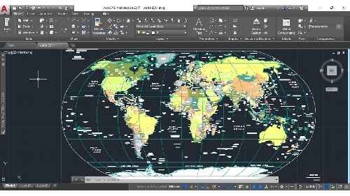 نقشه تقسیمات جغرافیایی جهان اتوکدی  