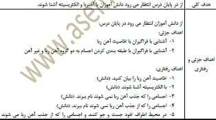 
	طرح درس علوم با موضوع آهنربا و الکتریسیته پایه پیش دبستانی
