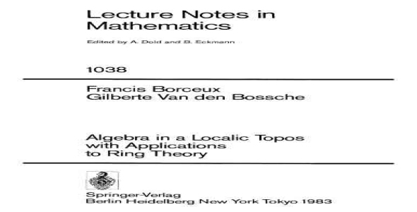 Algebra in a Local Topos With Applns to Ring Theory