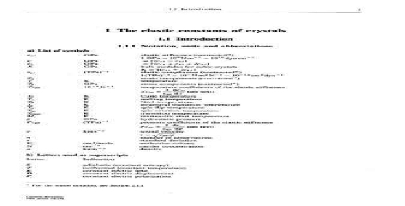 Second and Higher Order Elastic Constants/ Elastische Konstanten zweiter und höherer Ordnung (Landolt-Börnstein: Numerical Data and Functional ... - N