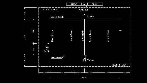 فایل اتوکد طراحی زمین ورزشی والیبال همراه با ابعاد و اندازه ها و جزئیات