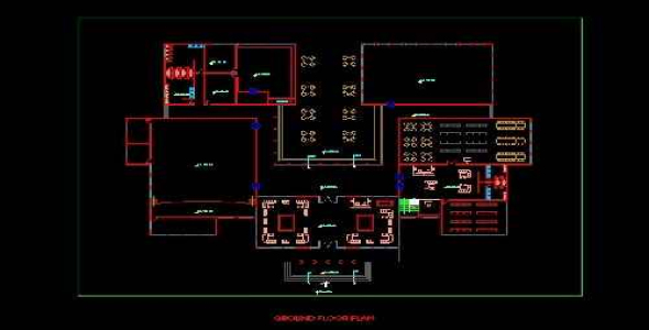 فایل اتوکد طراحی کتابخانه همراه با مقاطع، نماها و مبلمان داخلی تخصصی