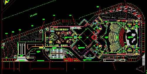 فایل اتوکد طراحی سالن رقص و موسیقی با پلان های دقیق و مبلمان شده