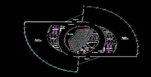 فایل اتوکد طراحی آمفی تئاتر همراه با طراحی دقیق سایت پلان، پلان های اجرایی، مقاطع و نماها