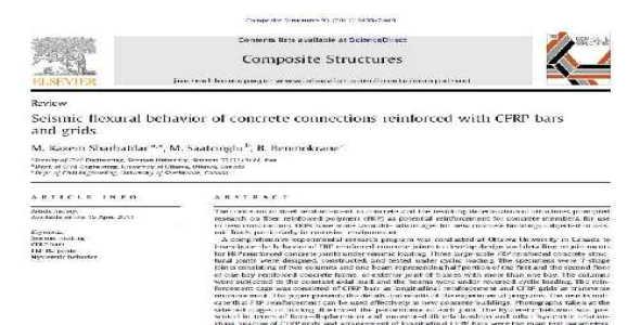 مقاله رفتار خمشی لرزه ای اتصالات بتنی تقویت شده با میله ها و شبکه های CFRP به همراه ترجمه فارسی  
