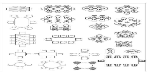 فایل اتوکد مبلمان (میز و صندلی) برای طراحی داخلی