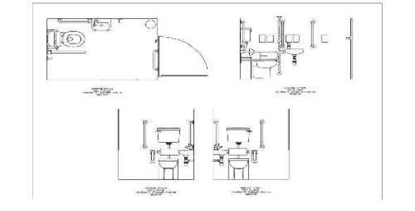 فایل اتوکد جزئیات طراحی سرویس بهداشتی همراه با پلان و مقطع