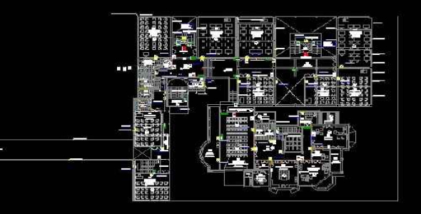 فایل اتوکد طراحی دانشکده همراه با پلان ها، مقاطع اجرایی و نماها