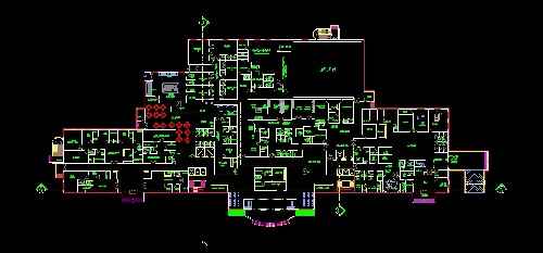 فایل اتوکد طراحی بیمارستان همراه با پلان های برنامه ریزی شده، مقاطع و نماها