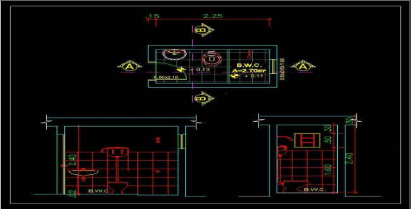 
	طراحي سرويس بهداشتي و برشهاي آن در اتوکد
