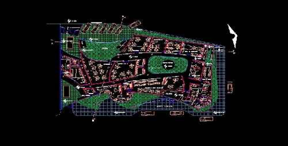 فایل اتوکد طراحی خانه سالمندان (سرای سالمندان) همراه با سایت پلان و پلان های  مبلمان شده