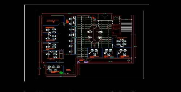 فایل اتوکد طراحی بانک همراه با پلان های مبلمان شده و استاندارد