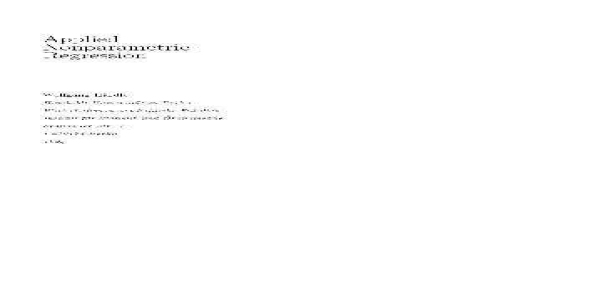 Applied Nonparametric Regression