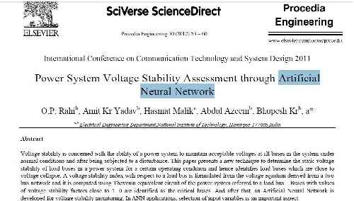 تخمین پایداری ولتاژ سیستم قدرت با استفاده از  شبکه های هوش مصنوعی 