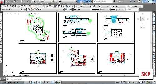 نقشه اتوکد فرهنگسرا ( فارسی ) ...... G5 ..... شامل سایت و پلان ها و نما ها و برش ها