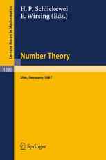 Number Theory: Proceedings of the Journées Arithmétiques held in Ulm, FRG, September 14–18, 1987