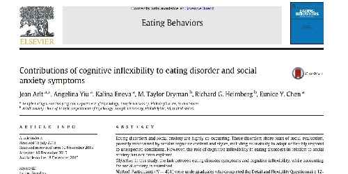 متون روان شناسی-مقاله ترجمه شده: Contributions of cognitive inflexibility to eating disorder and social anxiety symptoms