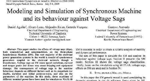 مدل سازی و شبیه سازی ماشین سنکرون و رفتار ان در مقابل فلش ولتاژ 