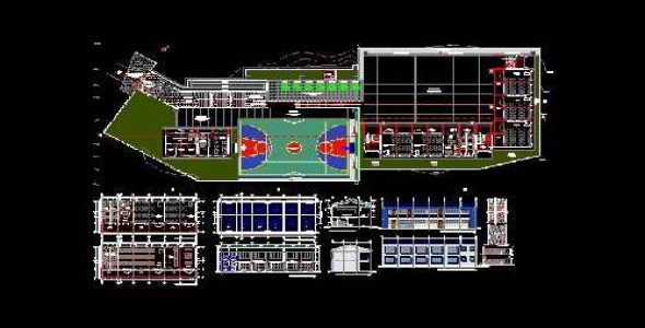 فایل اتوکد طراحی مدرسه همراه با پلان های مبلمان شده، برش ها، نماها و جزئیات اجرایی