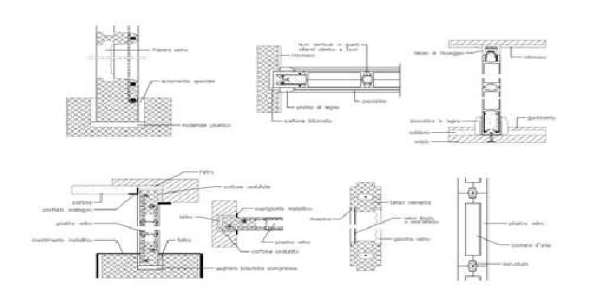 فایل اتوکد طراحی همراه با جزئیات دقیق و اجرایی دیوار شیشه ای