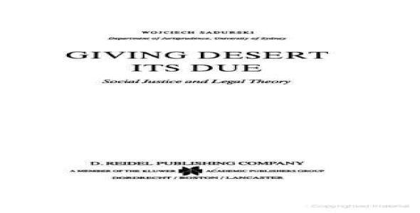 Giving Desert Its Due: Social Justice and Legal Theory