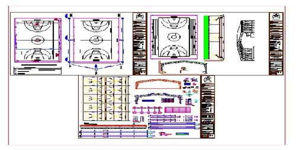 فایل اتوکد طراحی سالن ورزشی همراه با تمامی جزئیات