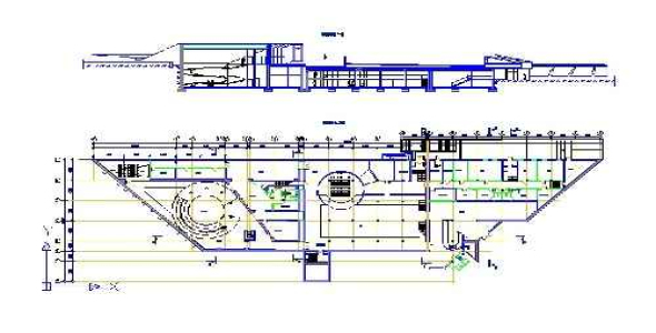فایل اتوکد طراحی موزه همراه با پلان و مقطع