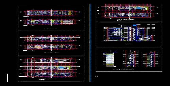 فایل اتوکد طراحی مسافرخانه همراه با پلان های دقیق، نماها و مقاطع