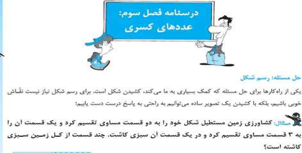 
	طرح درس ریاضی موضوع عددهای کسری پایه سوم
