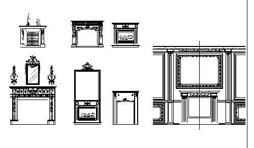 فایل اتوکد آبجکت انواع شومینه دیواری