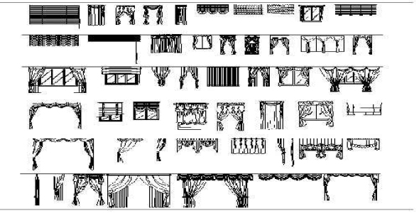 فایل اتوکد آبجکت انواع پرده و تزئیات منزل