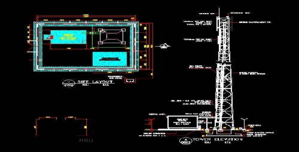 فایل اتوکد طراحی برج مخابراتی همراه با پلان جزئیات
