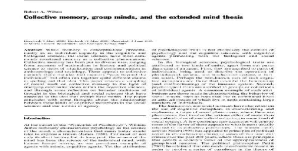 مقاله ای تخصصی به زبان انگلیسی درباره حافظه های جمعی به نوشته ی رابرت آ.ویلسون به همراه ترجمه ی آن