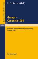 Groups—Canberra 1989: Australian National University Group Theory Program 1989