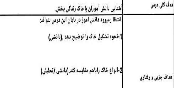 
	طرح درس علوم موضوع خاک زندگی بخش پایه پنجم
