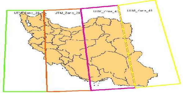 لایه وکتوری زونهای UTM ایران همراه با لایه استانهای کشور 