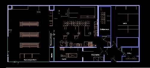 فایل اتوکد طراحی نانوایی و شیرینی پزی همراه با پلان مبلمان شده
